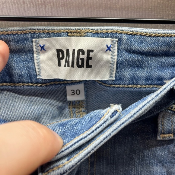 Paige Hoxton Ankle Distressed Jeans Womens 30 waist Blue Stretch Denim 2158 - Picture 2 of 9